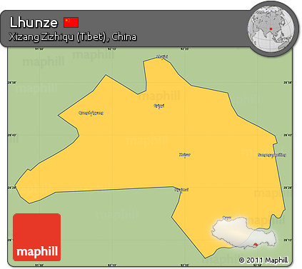 Savanna Style Simple Map of Lhunze, cropped outside