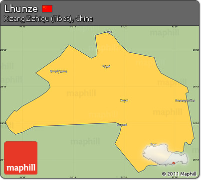 Savanna Style Simple Map of Lhunze, cropped outside