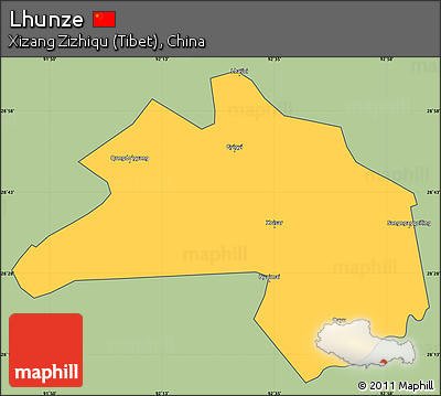 Savanna Style Simple Map of Lhunze, cropped outside