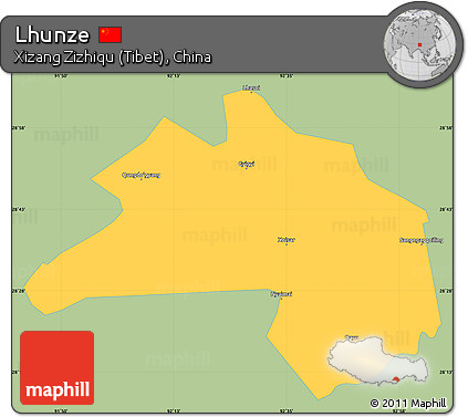 Savanna Style Simple Map of Lhunze, single color outside
