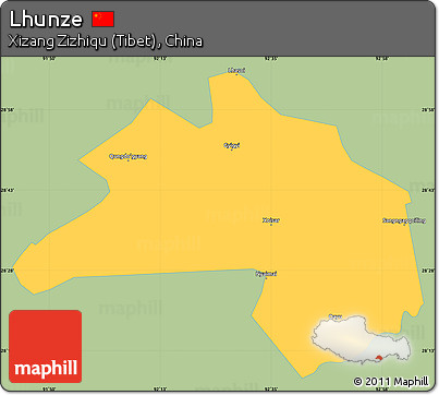 Savanna Style Simple Map of Lhunze, single color outside