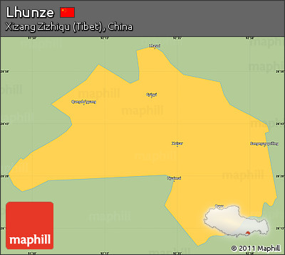 Savanna Style Simple Map of Lhunze, single color outside