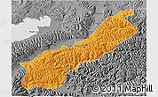 Political 3D Map of Lhunzhub, desaturated