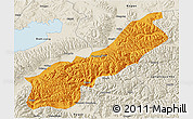 Political 3D Map of Lhunzhub, shaded relief outside