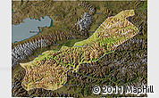 Satellite 3D Map of Lhunzhub, darken