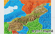 Satellite 3D Map of Lhunzhub, political outside