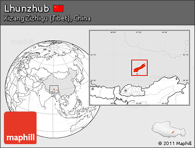 Blank Location Map of Lhunzhub, highlighted country