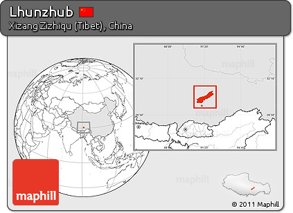 Blank Location Map of Lhunzhub, highlighted country