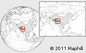 Blank Location Map of Lhunzhub, highlighted country, highlighted parent region, within the entire country