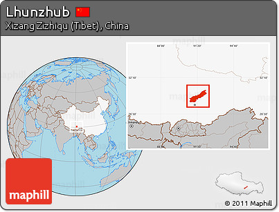 Gray Location Map of Lhunzhub, highlighted country