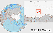 Gray Location Map of Lhunzhub, highlighted country