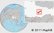 Gray Location Map of Lhunzhub, highlighted parent region