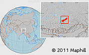 Gray Location Map of Lhunzhub, hill shading
