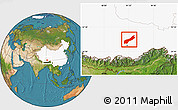 Satellite Location Map of Lhunzhub, highlighted country