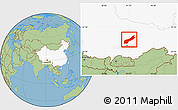 Savanna Style Location Map of Lhunzhub, highlighted country