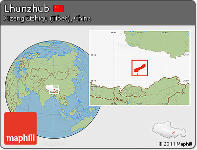 Savanna Style Location Map of Lhunzhub, highlighted parent region
