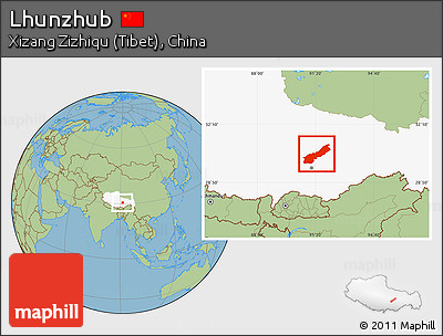 Savanna Style Location Map of Lhunzhub, highlighted parent region