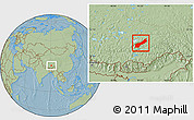 Savanna Style Location Map of Lhunzhub, hill shading