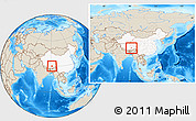 Shaded Relief Location Map of Lhunzhub, highlighted country, within the entire country