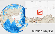 Shaded Relief Location Map of Lhunzhub, highlighted country