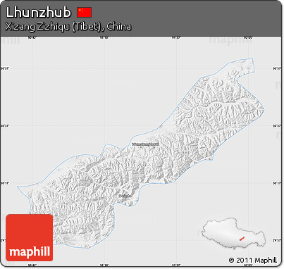 Silver Style Map of Lhunzhub, single color outside