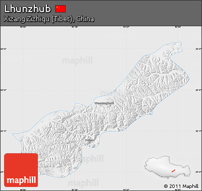 Silver Style Map of Lhunzhub, single color outside
