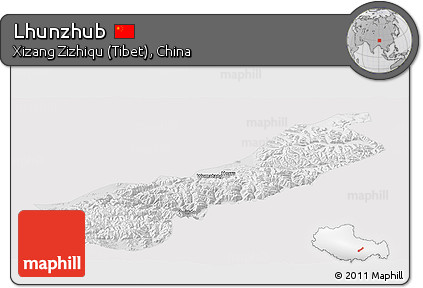 Physical Panoramic Map of Lhunzhub, cropped outside