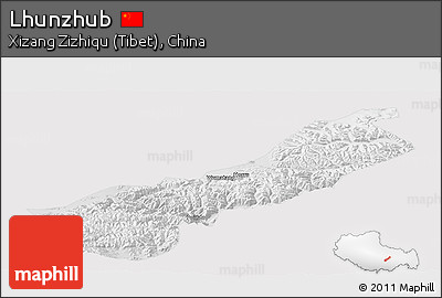 Physical Panoramic Map of Lhunzhub, cropped outside