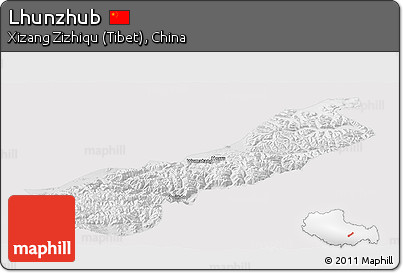 Physical Panoramic Map of Lhunzhub, cropped outside