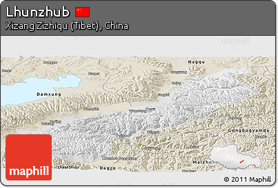 Physical Panoramic Map of Lhunzhub, shaded relief outside