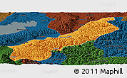 Political Panoramic Map of Lhunzhub, darken