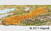 Political Panoramic Map of Lhunzhub, satellite outside