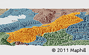 Political Panoramic Map of Lhunzhub, semi-desaturated