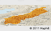 Political Panoramic Map of Lhunzhub, shaded relief outside