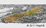 Satellite Panoramic Map of Lhunzhub, desaturated