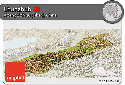 Satellite Panoramic Map of Lhunzhub, lighten