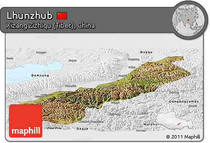 Satellite Panoramic Map of Lhunzhub, physical outside