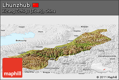 Satellite Panoramic Map of Lhunzhub, physical outside