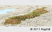 Satellite Panoramic Map of Lhunzhub, shaded relief outside
