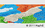 Shaded Relief Panoramic Map of Lhunzhub, political outside