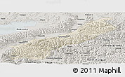 Shaded Relief Panoramic Map of Lhunzhub, semi-desaturated