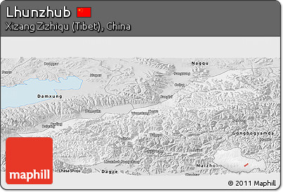 Silver Style Panoramic Map of Lhunzhub