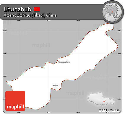 Gray Simple Map of Lhunzhub, cropped outside