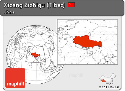Blank Location Map of Xizang Zizhiqu (Tibet)