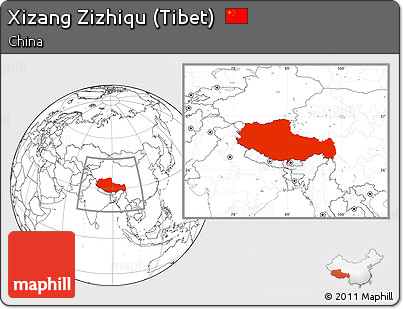 Blank Location Map of Xizang Zizhiqu (Tibet)
