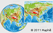 Physical Location Map of Xizang Zizhiqu (Tibet), within the entire country