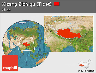 Satellite Location Map of Xizang Zizhiqu (Tibet)