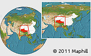 Satellite Location Map of Xizang Zizhiqu (Tibet), highlighted country, within the entire country