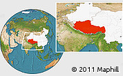 Satellite Location Map of Xizang Zizhiqu (Tibet), highlighted country
