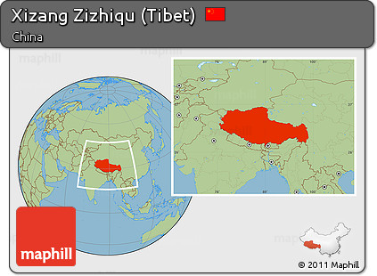 Savanna Style Location Map of Xizang Zizhiqu (Tibet)